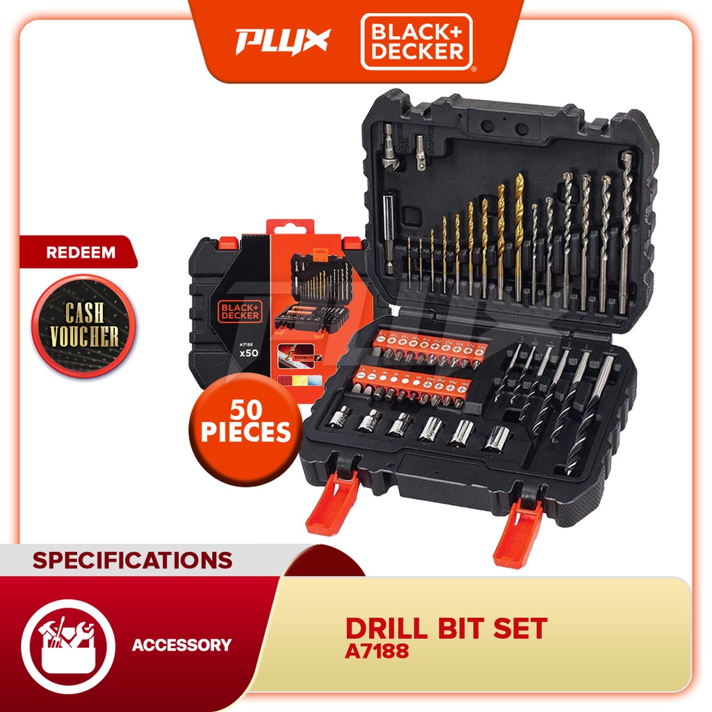 BLACK + DECKER A7188-XJ 50Pcs Drill And Screwdriver Bit Set ( A7188 ...