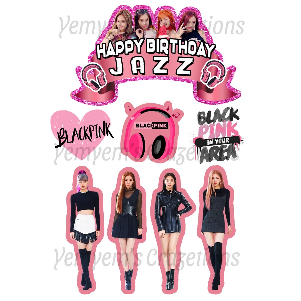 happy birthday blackpink cake topper printable