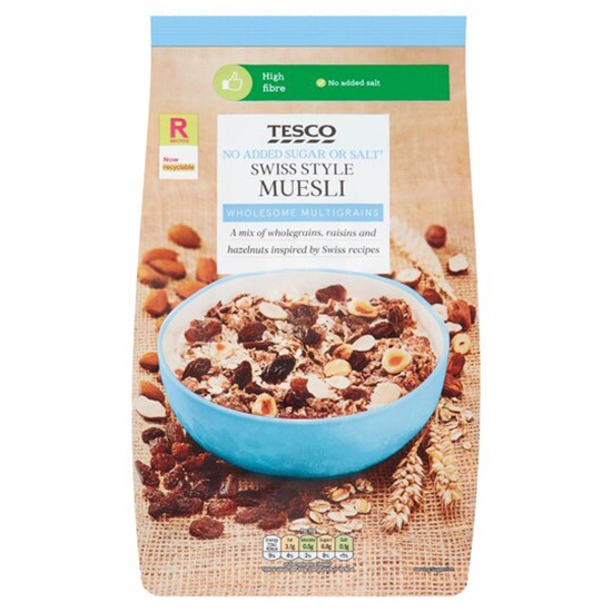 Tesco No Added Sugar or Salt Swiss Style Muesli 1Kg (WITH FREE