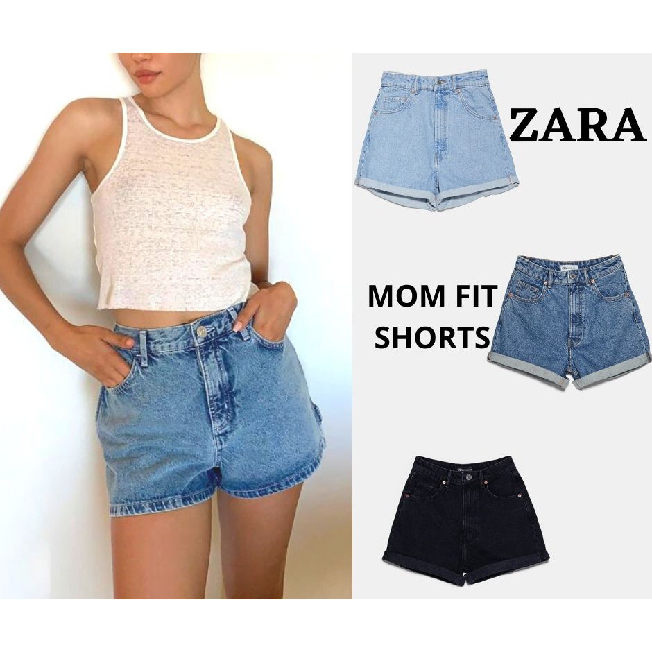 zara mom fit high rise shorts