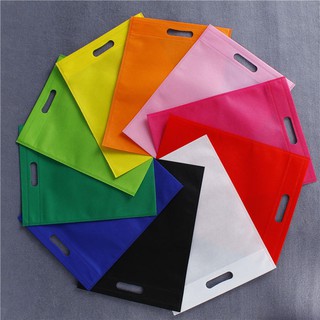 1 Pcs Eco Bag Flat Non-woven Handbag 4 Sizes 10 Colors D Cut Pouch Shopping Gift Storage Tote Bag