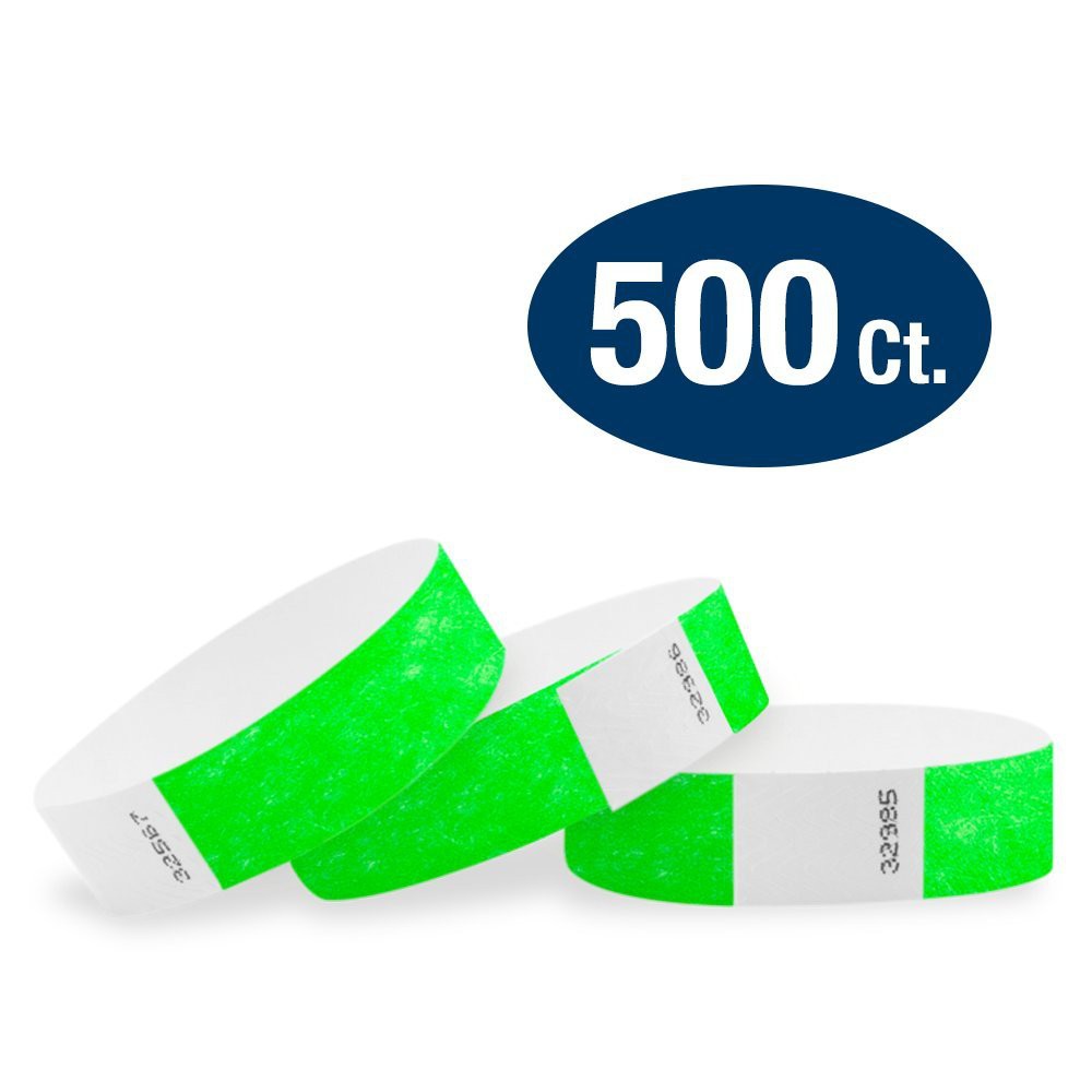 WristCo Over 21 Neon Blue 3/4 Tyvek Wristbands 500 Pack Paper Wristbands for Events 