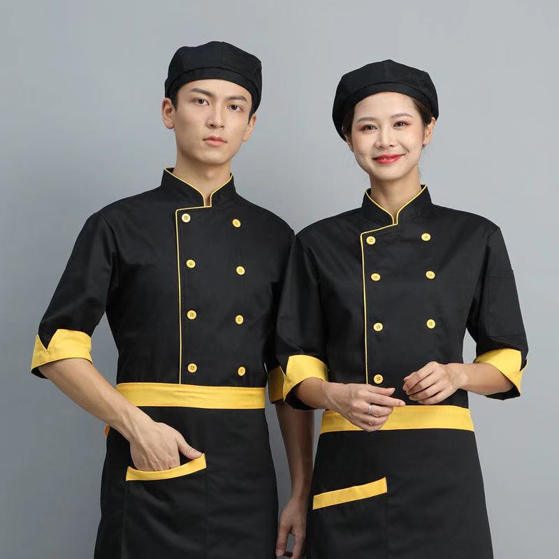 Unisex Long Sleeve Chef Uniform Bakery Catering Restaurant Kitchen Chef Cook Coat Barber Work 8420