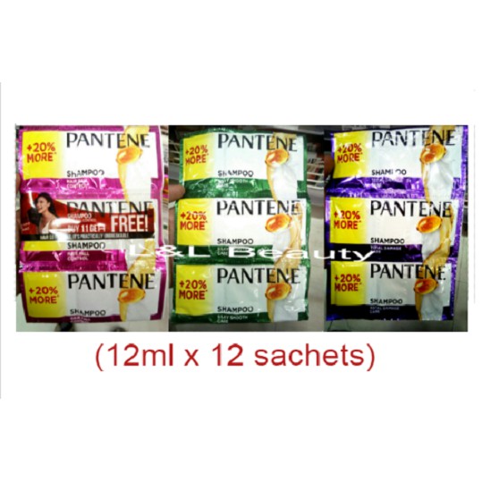 Pantene Shampoo Sachets sold per 1 dozen (12ml x 12 sachets) Shopee