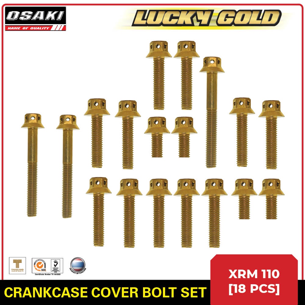 XRM 110 Osaki Lucky Gold Crankcase Bolt Set [18 pcs] (Made in Thailand) Shopee Philippines