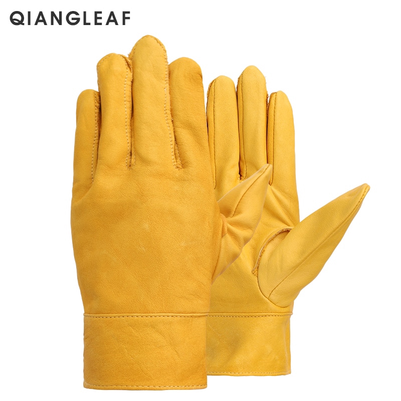 yellow work gloves