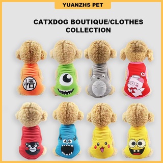 ☸☌【Flash Sale】Cartoon dog clothes thin section sports Vest cat clothes puppy clothes dog clothes sum