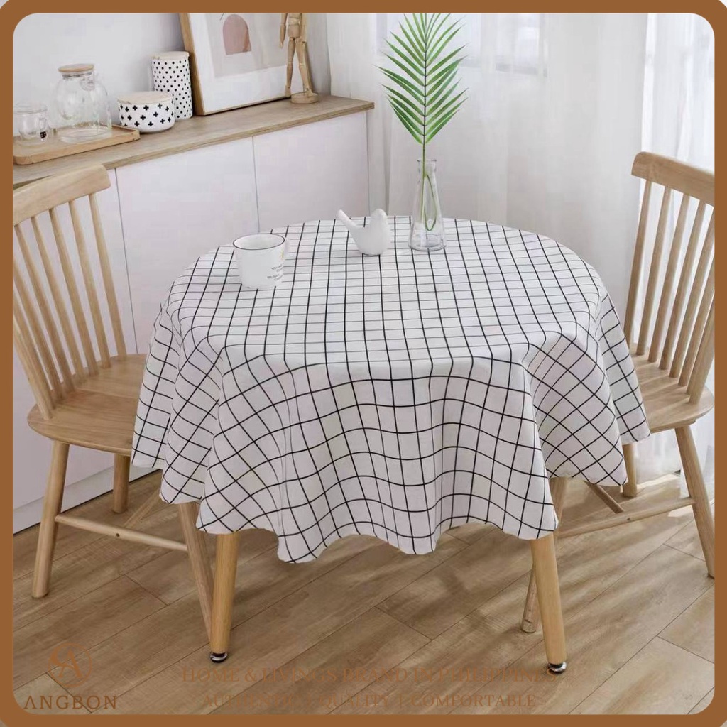 Angbon 152 152 Cm Round Table Cloth Waterproof Table Cloth Checkered   5727372a31c4dc411357caf048d99f57