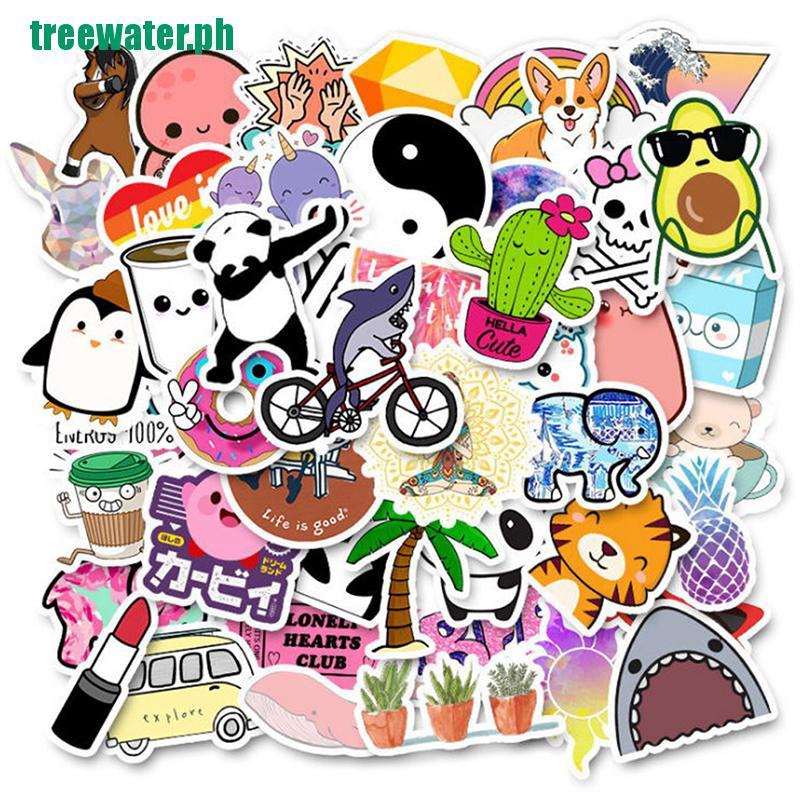 〖treewater〗50Pcs Cute Cartoon Stickers DIY Laptop Luggage Guitar ...