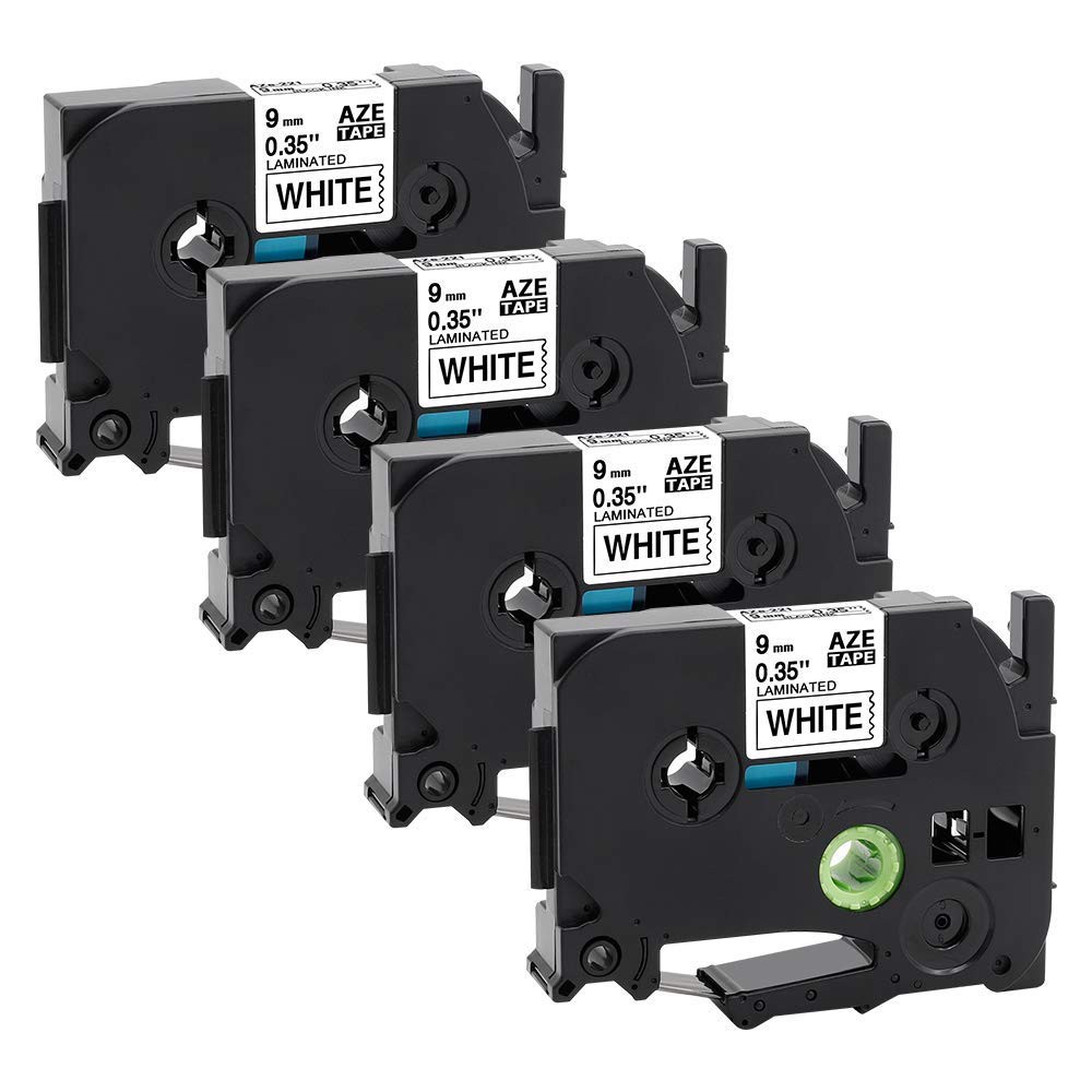 4pcs 9mm label tape maker TZe221 TZ221 Brother Black White