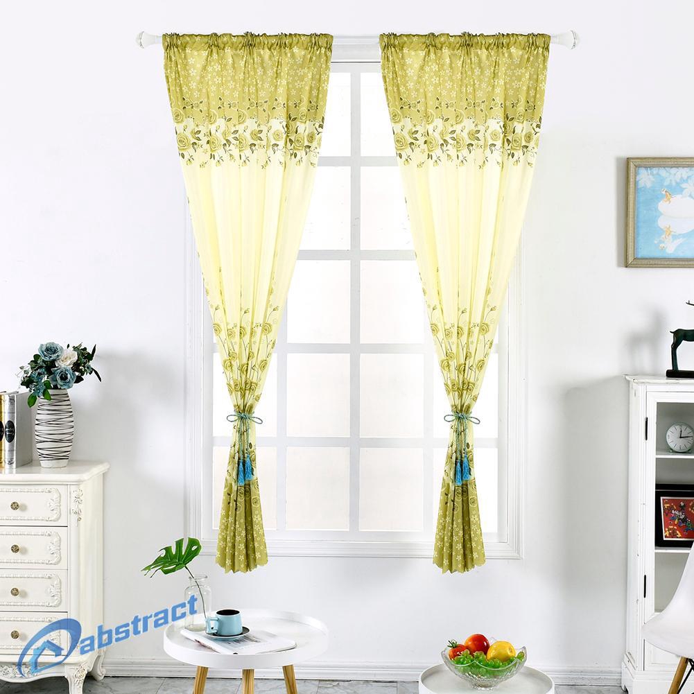 Ab Ph Plain Rose Print Home Bedroom Half Blackout Curtains