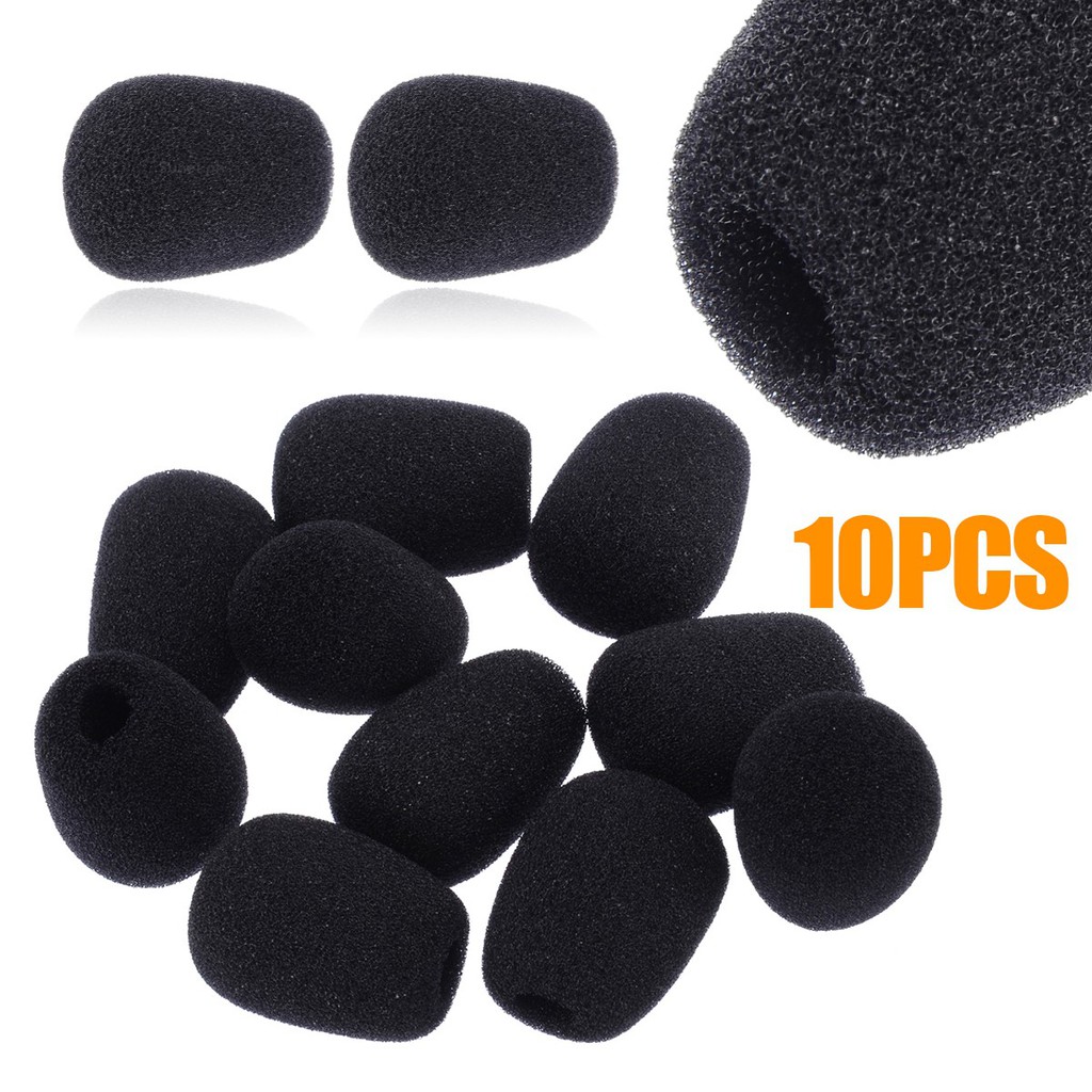 10 Pcs 30x8MM Mini Microphone Headset Windscreen Sponge Foam Mic Cover