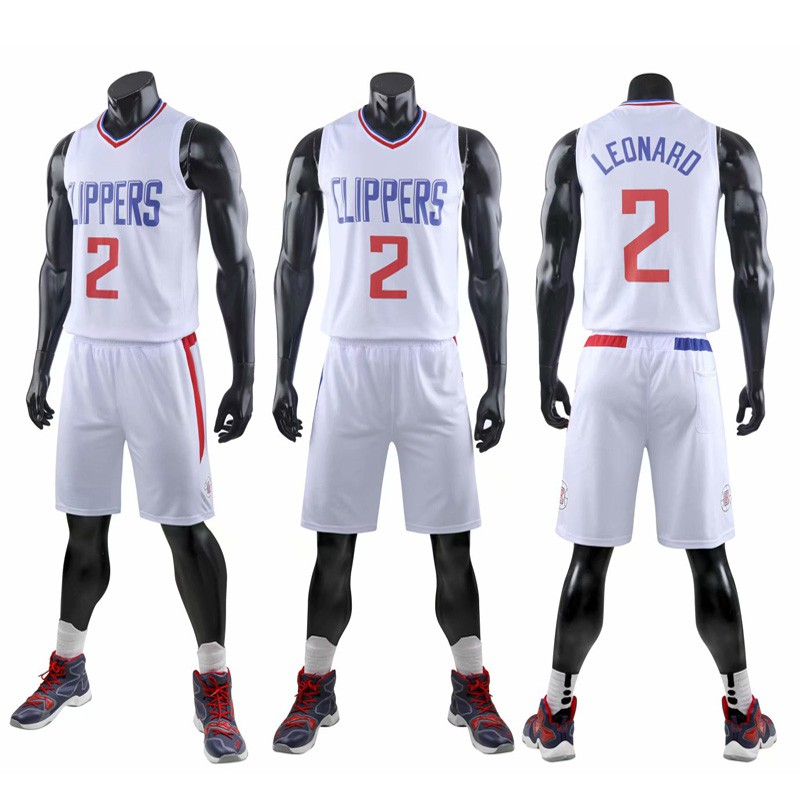 2 Uniforme Basketball Jersey Suit Jeux Jersey Street Street Mode Basketball Uniforme Sportswear White-XXS WXHNL Leonard Clippers No 