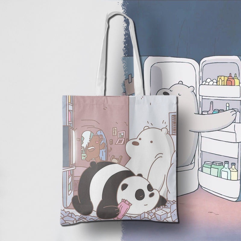 We Bare Bears Grizzly Panda Cartoon Ladies Cute Canvas Shoulder Bag ...