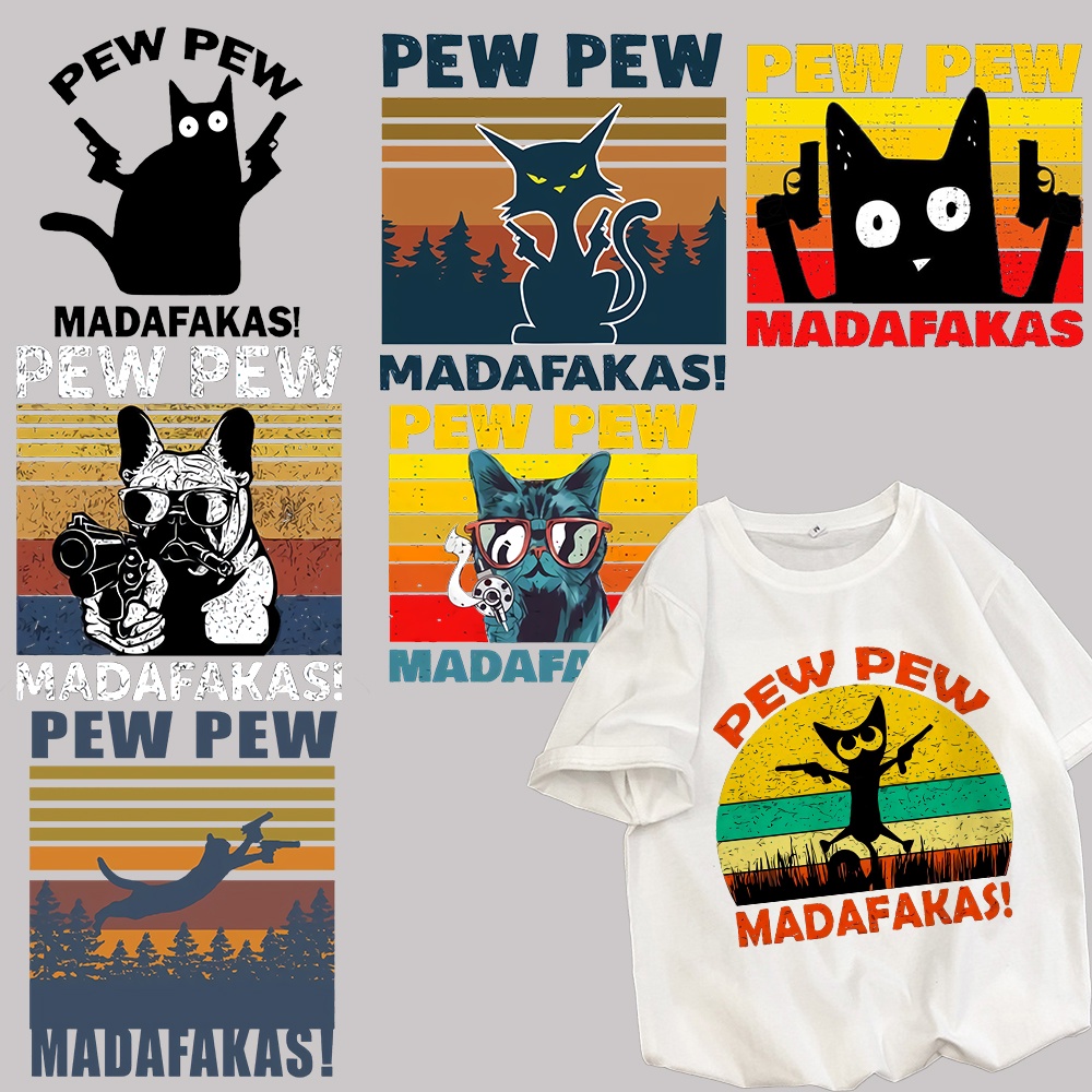 Pew Pew Madafakas Iron on Transfer for DIY face mask Kids T-shirt Clothing Clothing Badge Patch Decals Washable iron on patches Applique