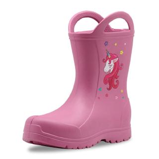 pink ankle rain boots