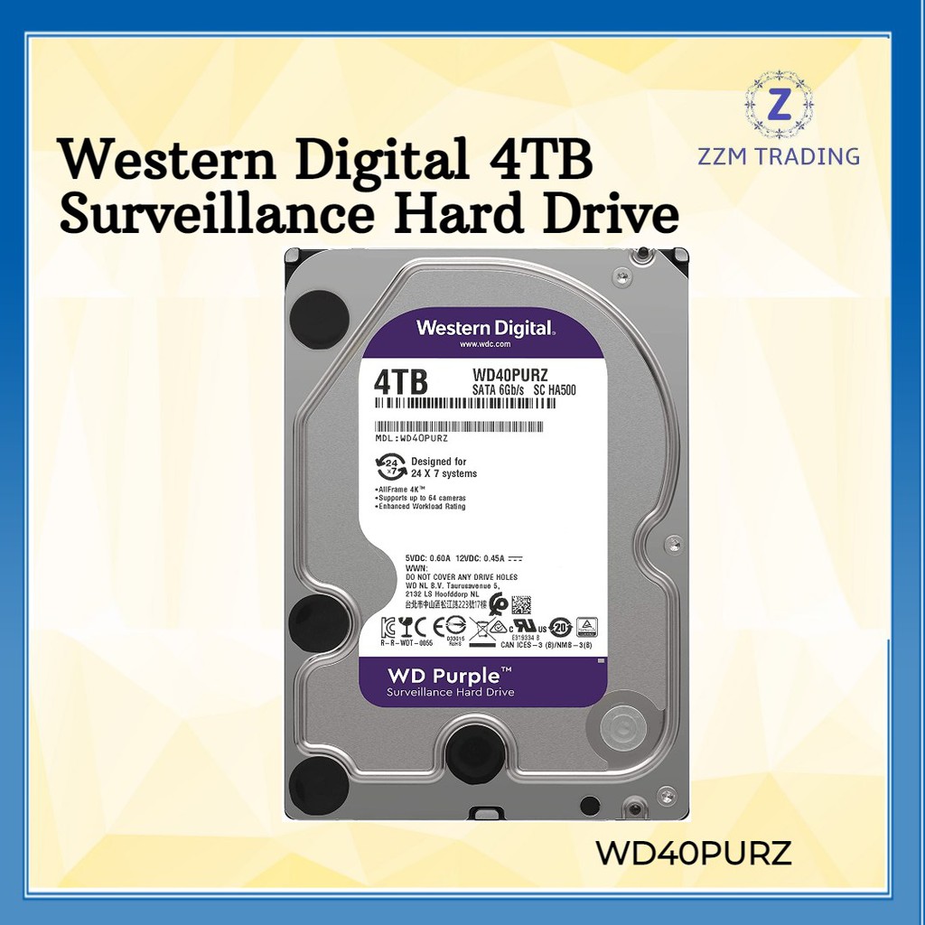 WD Purple 4TB Surveillance Hard Drive – 5400 RPM, 64MB Cache, Tested With 100% Health 12 thumbnail image