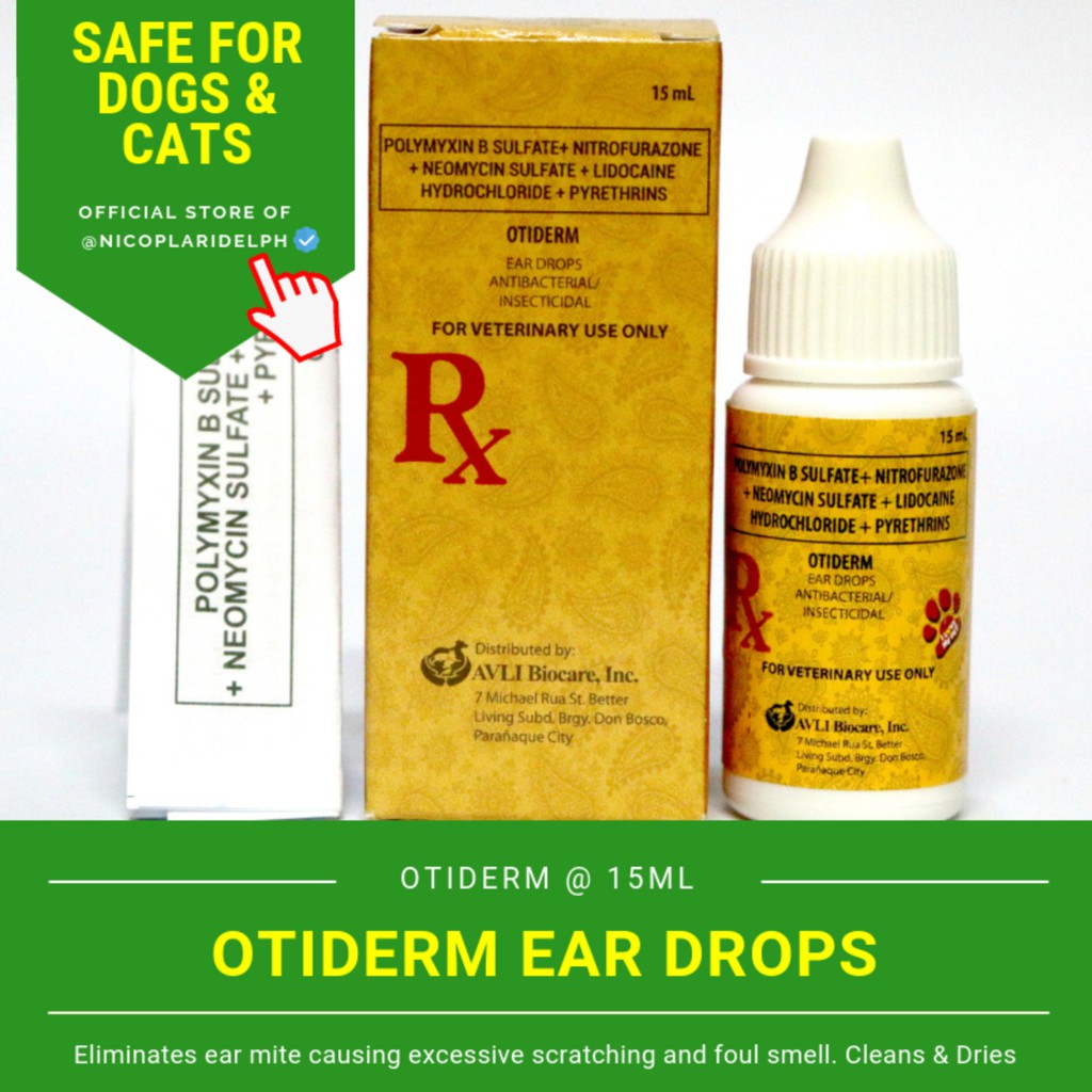 Otiderm Antibacterial and Insecticidal Ear Drops for Dogs and Cats