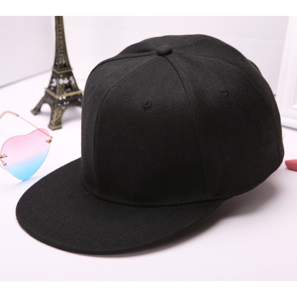 Fashion Black Plain Snapback Hats Hip-Hop adjustable bboy Baseball Cap ...