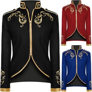 【COD】Medieval Anime Prince Cosplay Costume Gold Embroidery Blazer Slim Fit Suit Jacket Halloween