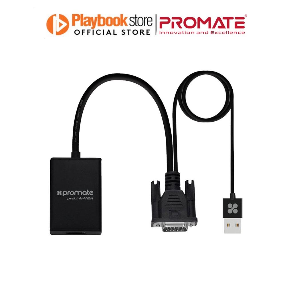 Promate ProlinkV2H Vga To HDMI Cable Adapter Kit With Audio Support