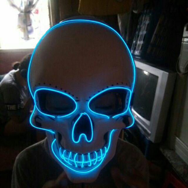 ADA Halloween Skeleton LED Mask Glow Scary ELWire Mask Shopee