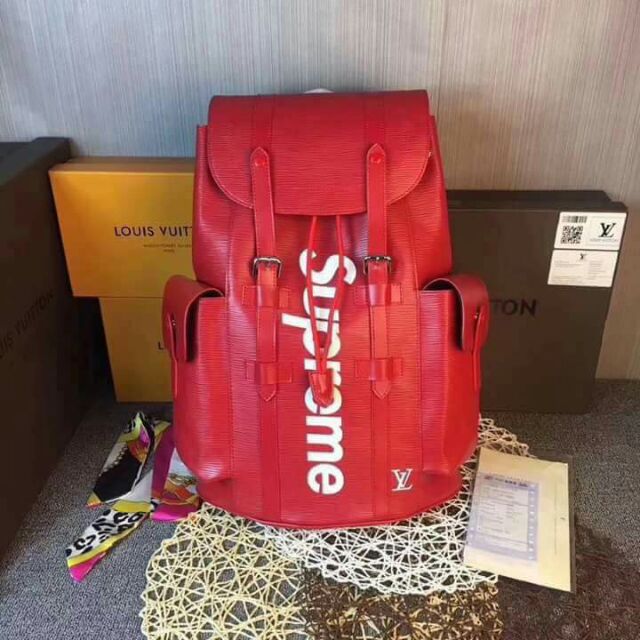 lv supreme red bag