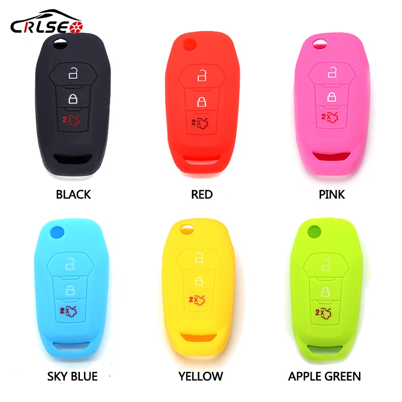 CRLSEO For Ford Silicone Key Cover Car Key Protector Case For Ford Ranger Mustang Ecosport