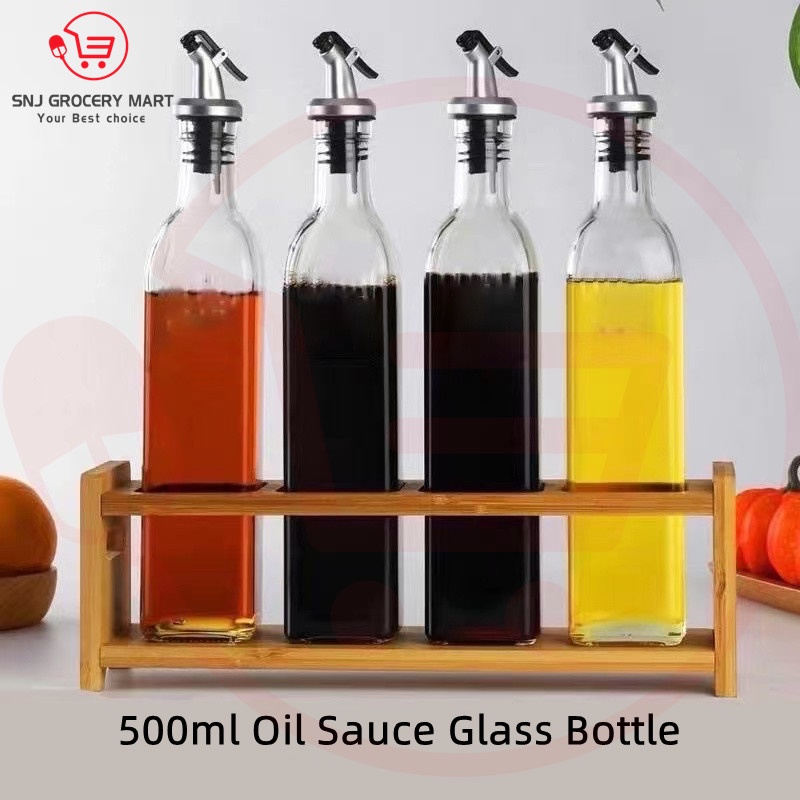 SNJ 500ML Oil Glass Condiments Bottle Glass Oil Dispenser Sauce Bottle