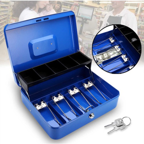 Suzaku 30cm cash box/ Portable Money Secret Safe Box Lock Metal