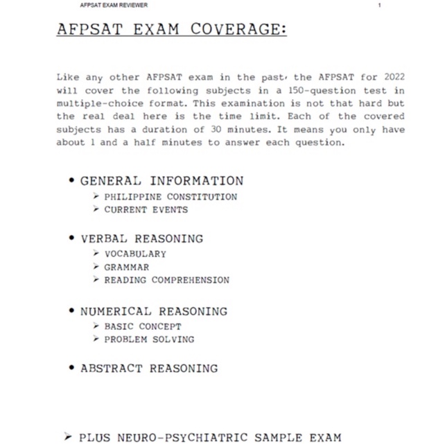 AFPSAT Armed Forces Of The Philippines Service Aptitude Test REVIEWER 2023 COMPLETE Presyo