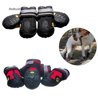 RDD^4Pcs Fashion Waterproof Pet Dog Shoes Anti-Slip Comfortable Reflective BootsA