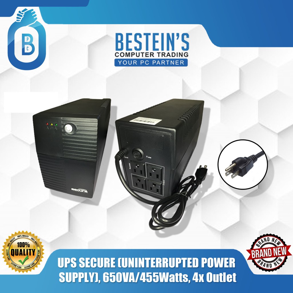 UPS 650VA SECURE (UNINTERRUPTED POWER SUPPLY), 220VAC/ 455Watts, 4x ...