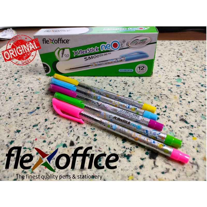 Box12pcs Flex Officeschoool Flexstick Neo Smooth Black Ink Pen Ballpen Shopee Philippines 9048