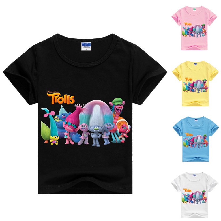 Kids Fashion Trolls Poppy Short Sleeve T Shirt Tee Tops Shopee - roblox girla a a s ruffle t shirt t shirt t shirt shirts