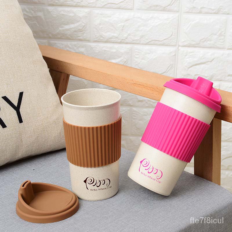 350/450/550ml Personalized Coffee Mugs Wheat Fiber Straw Easy To Go ...