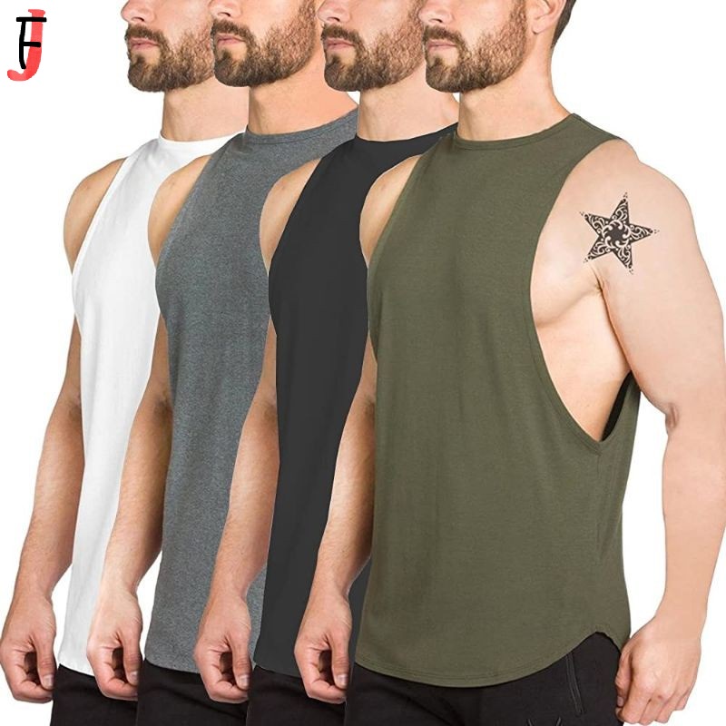 Plain Muscle Shirt Free Size Gym Tee Sando For Men JF170 #9