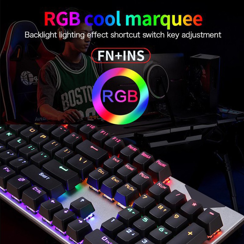 V2S KM300 Keyboard and Mouse Set LED Rainbow RGB Backlight Office Wired Mechanical Gaming