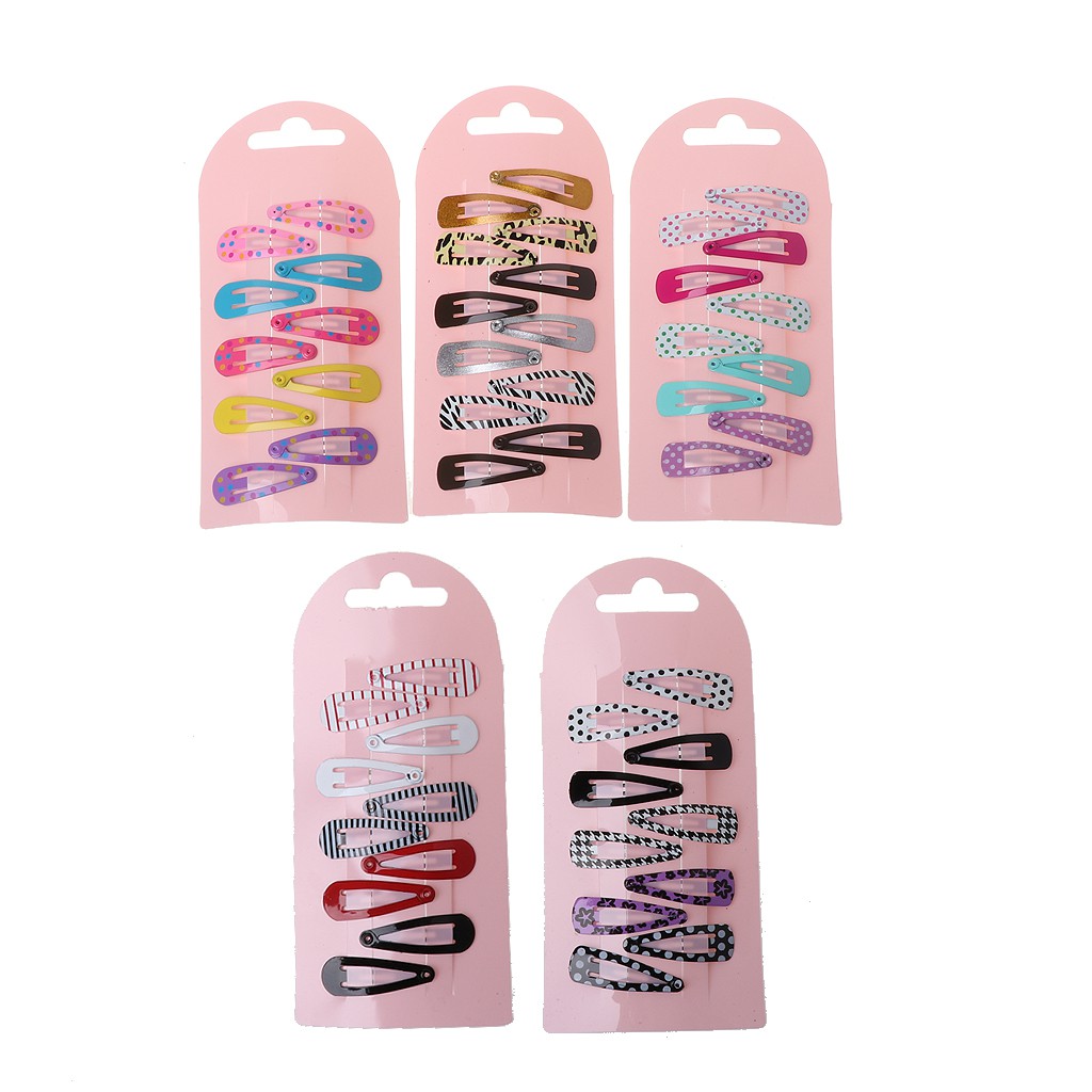 10 Pcs Cute Colorful Metal Snap Clips Hair Pin Girls Hair Clips