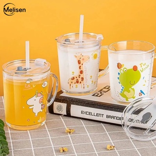 400ml Kids Milk Cup With Straw Water Cup Children's Scale Milk Cup Baby Glass Cup With Handle