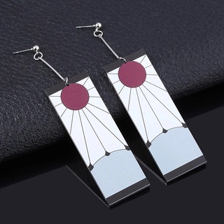 Anime Demon Slayer Charm Tanjiro Earrings Ear Clips Kimetsu No Yaiba Cosplay Acrylic Drop Earings for Women Set #5