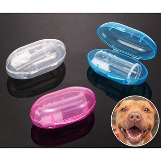 Pet dog cat soft silicone finger toothbrush dental care with storage case