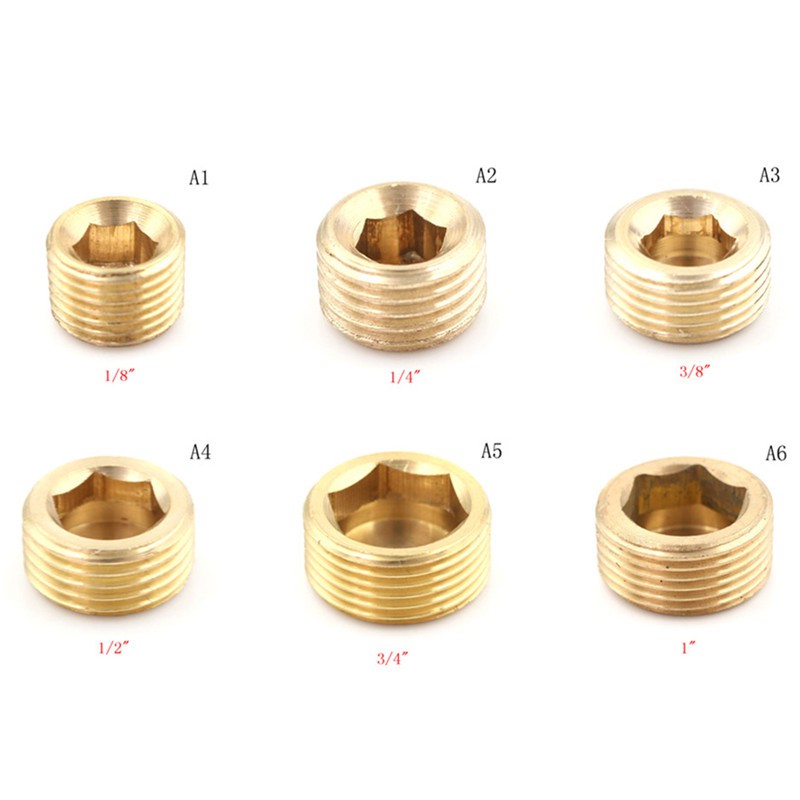 Brass 1/8" 1/4" 3/8" 1/2" NPT Brass Internal Hex Thread Socket Pipe Plug YH 