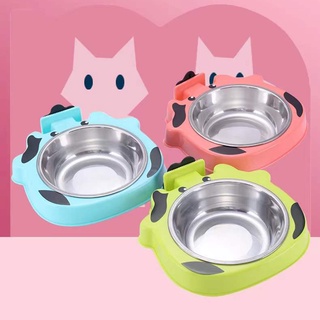 Pet stainless steel bowl dog bowl dog food bowl cat bowl dog bowl can be hung thickened fixed