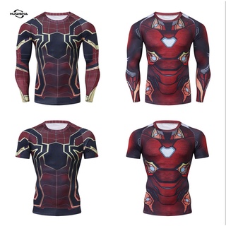 GOODEF Men Compression Short Sleeve T-Shirt Mens Fitness Gym Training T-Shirt Avengers Super Heroes Fitness Tops 
