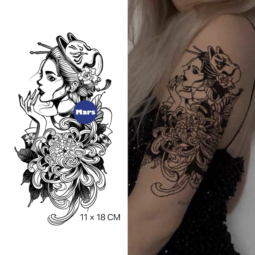 Mars Tattoo Shop】NEW technology Long Lasting 2 Weeks Semi-Permanent tattoo  Temporary Tattoo sticker, Fake Tattoo, Geisha Girl, D113 | Shopee  Philippines