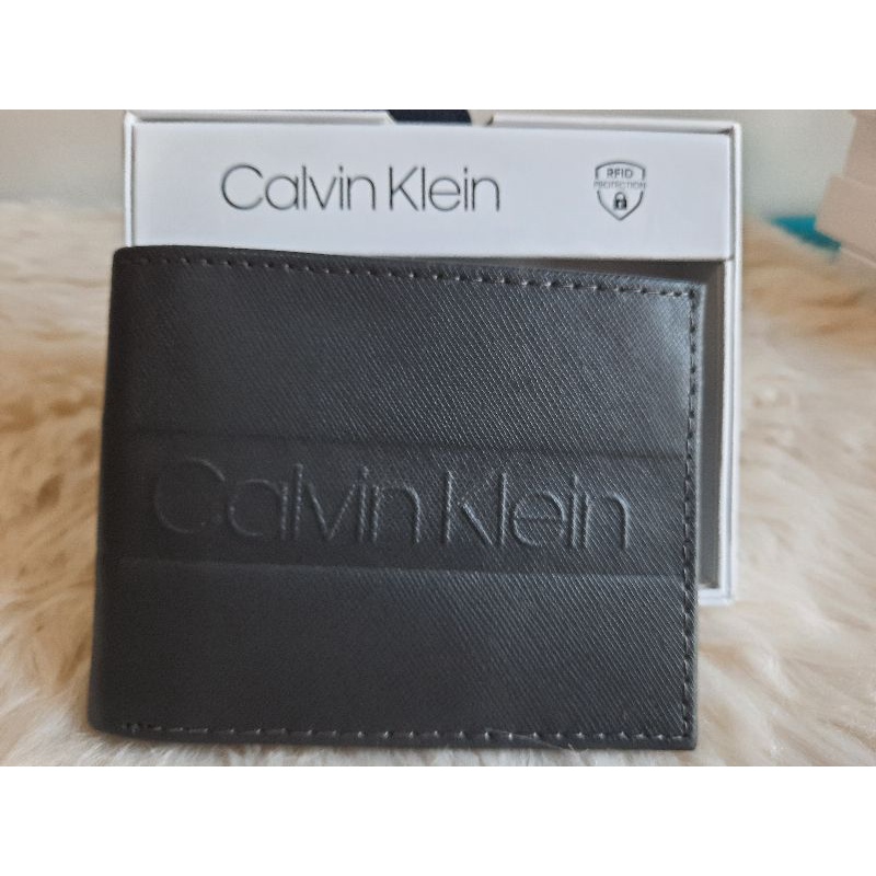 Original Calvin Klein RFID Protection Billfold Leather, Grey | Shopee  Philippines