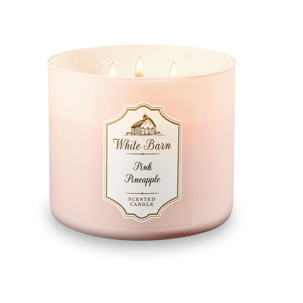 Bbw White Barn Pink Pineapple 3 Wick Scented Candle 14 5 Oz