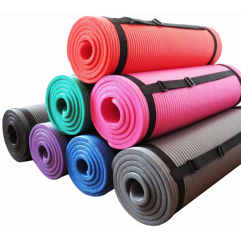yoga Mat Extra Thick Exercise with Carrying | Shopee Philippines