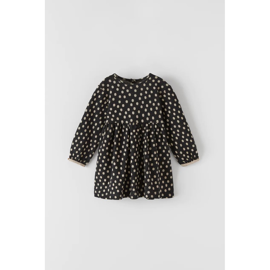zara long sleeve polka dot dress